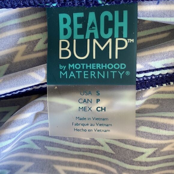 NWT Beach Bump Maternity Swim Tankini Top Blue Print Detachable Strap Size M - Picture 7 of 11